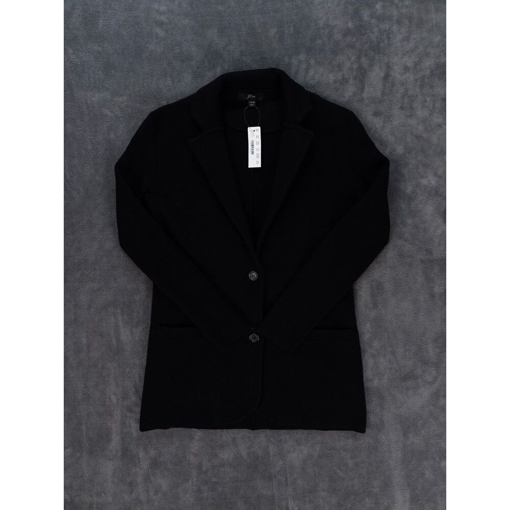 J.Crew Cecile Sweater Blazer Black Cotton Wool XXXS Relaxed Fit NWT